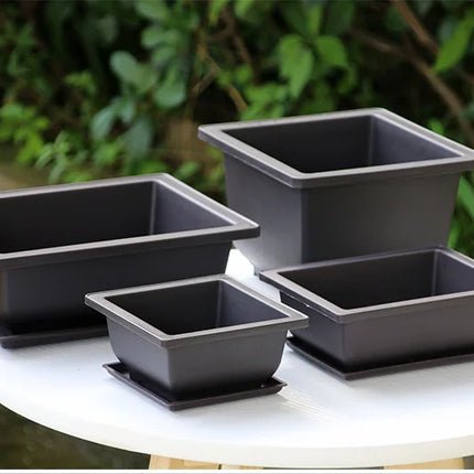 Pots carrés avec plateaux