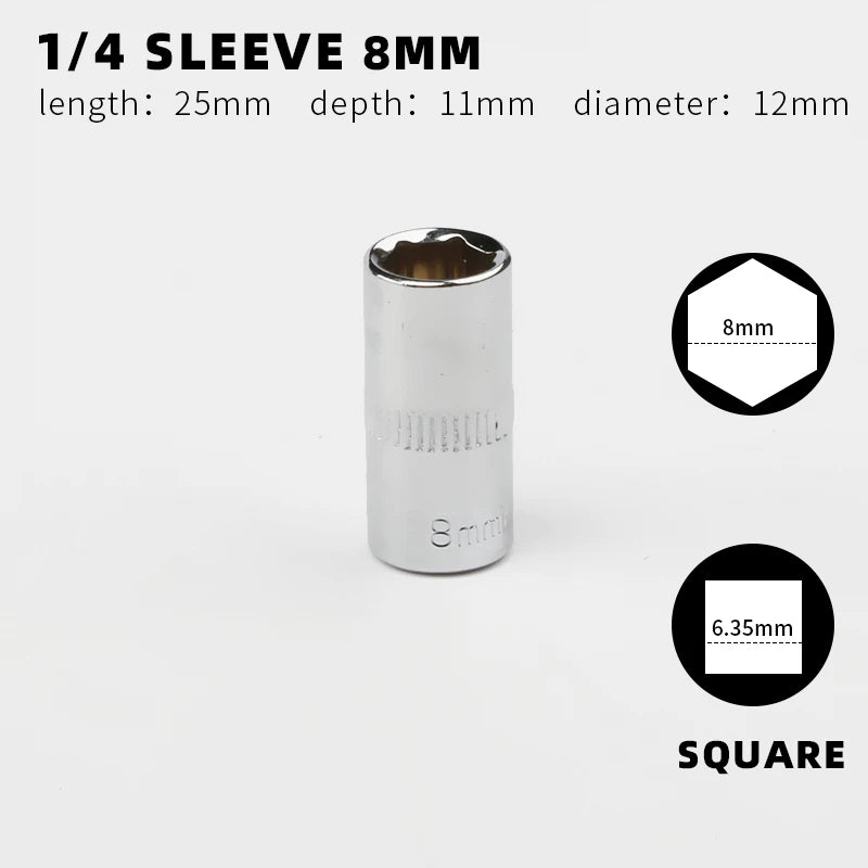 Juego de vasos para llave de impacto de 1/4" con 12 Puntas de 4 a 14mmLlaves de vasoHardware > Tool Accessories > Tool Sockets