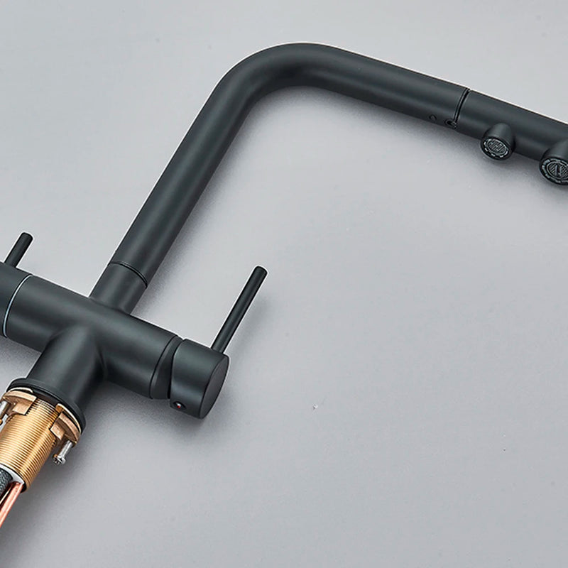 Grifo de cocina mezclador doble manija de latón cromado con filtro de agua 3-VíasGrifosHardware > Plumbing > Plumbing Fixtures > Faucets > Kitchen Sink Faucets