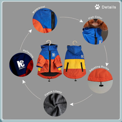 Chaqueta impermeable con forro polar interior para perros