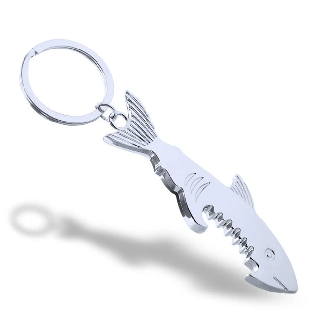 Shark shaped bottle opener keychain