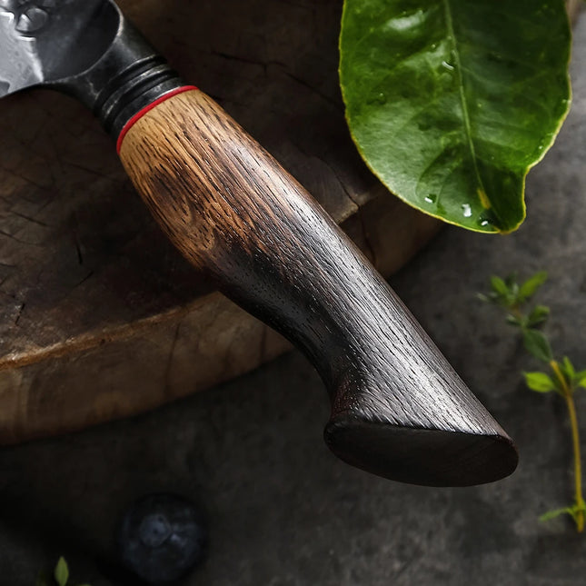 Cuchillo utilitario 5.5" de acero damasco con mango de roble blanco y G10 rojoCuchillosHome & Garden > Kitchen & Dining > Kitchen Tools & Utensils > Kitchen Knives