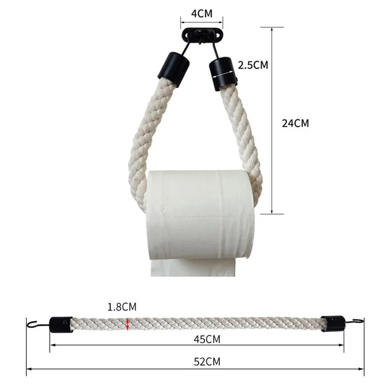 Soporte de papel higiénico sin taladrar en cuerda de linoSoportes para papel