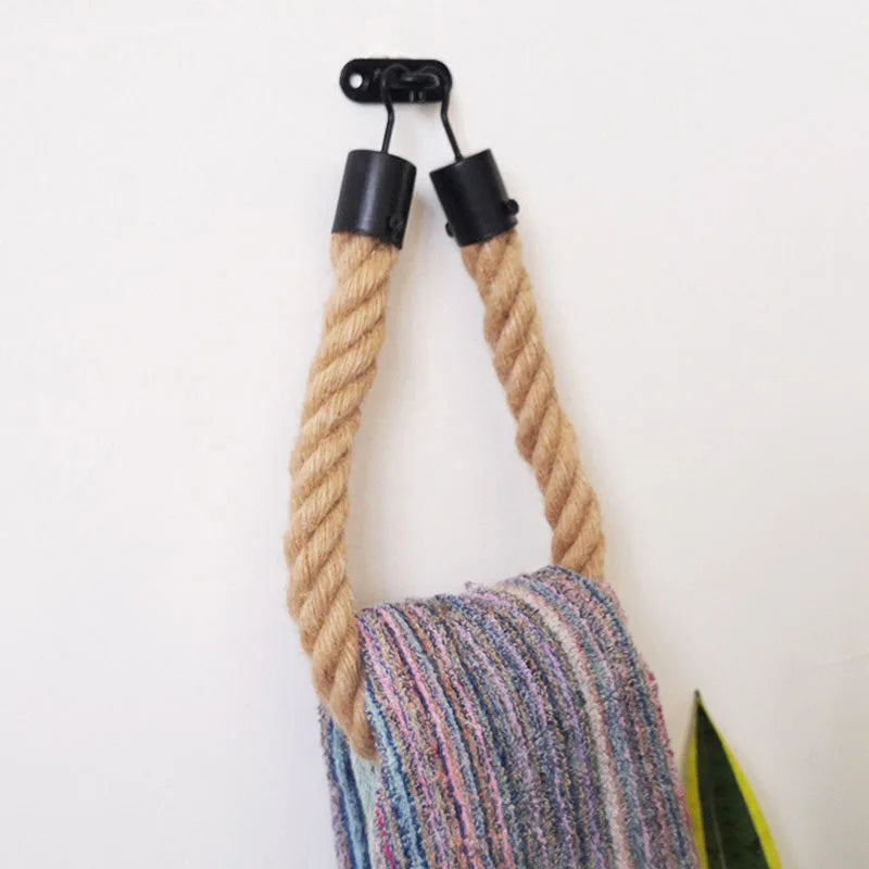 Soporte de papel higiénico sin taladrar en cuerda de linoSoportes para papel