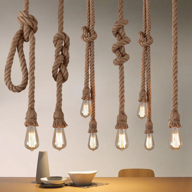 Vintage hemp rope pendant lights