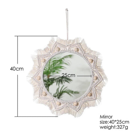 Macrame wall mirror for Bohemian decoration