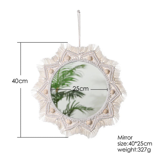 Macrame wall mirror for Bohemian decoration