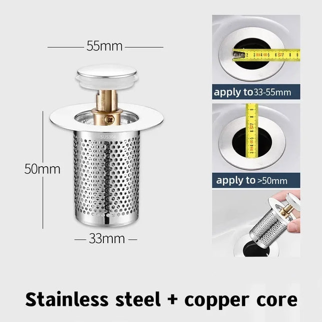 Stainless Steel Pop-Up Drain Strainer