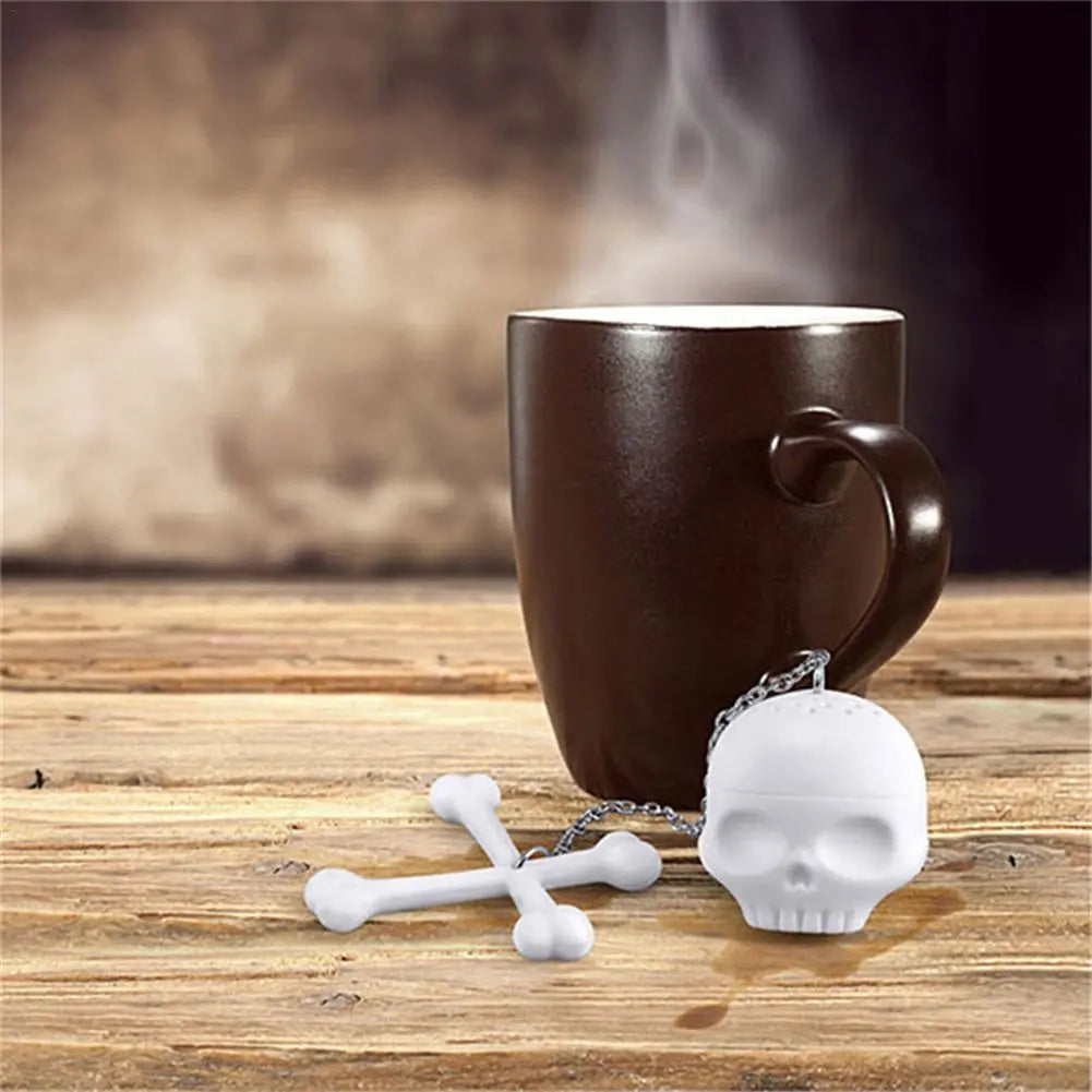 Infusor de té de silicona con forma de calavera