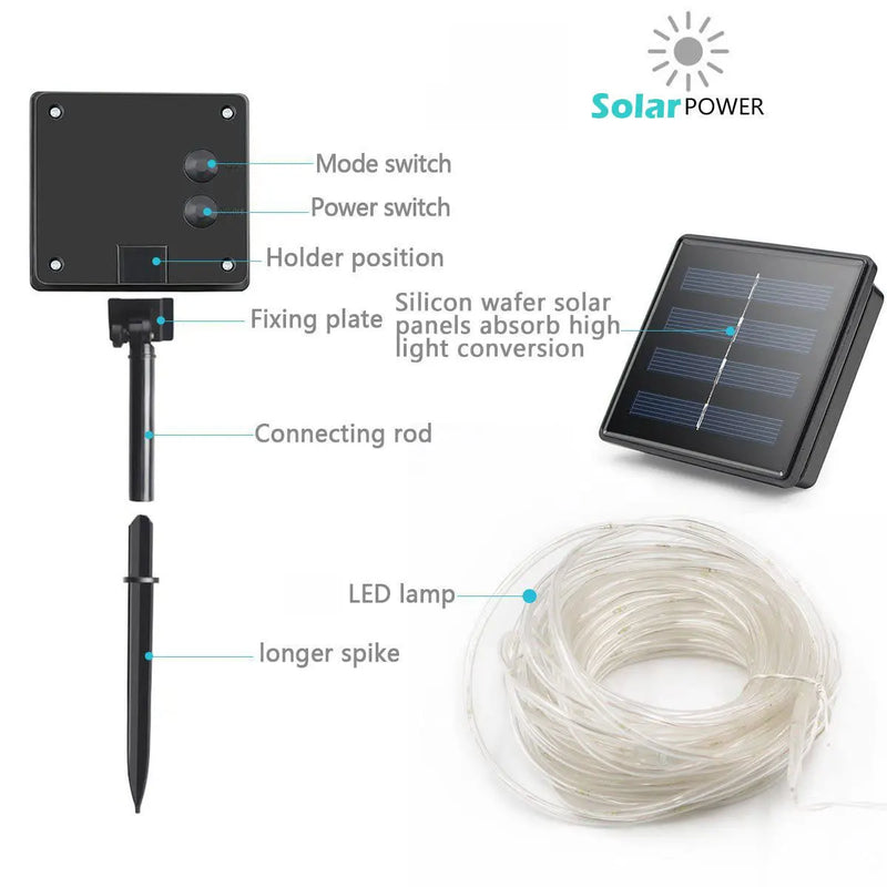 Tiras de luces LED solares para decoración al aire libreTiras LEDHome & Garden > Lighting > Light Ropes & Strings