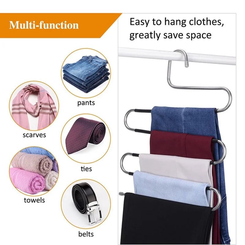 Percha de acero inoxidable multicapa en forma de SPerchasHome & Garden > Household Supplies > Storage & Organization > Clothing & Closet Storage > Hangers
