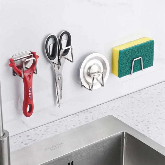 Soporte adhesivo multifuncional de acero inoxidableAccesorios para fregadero