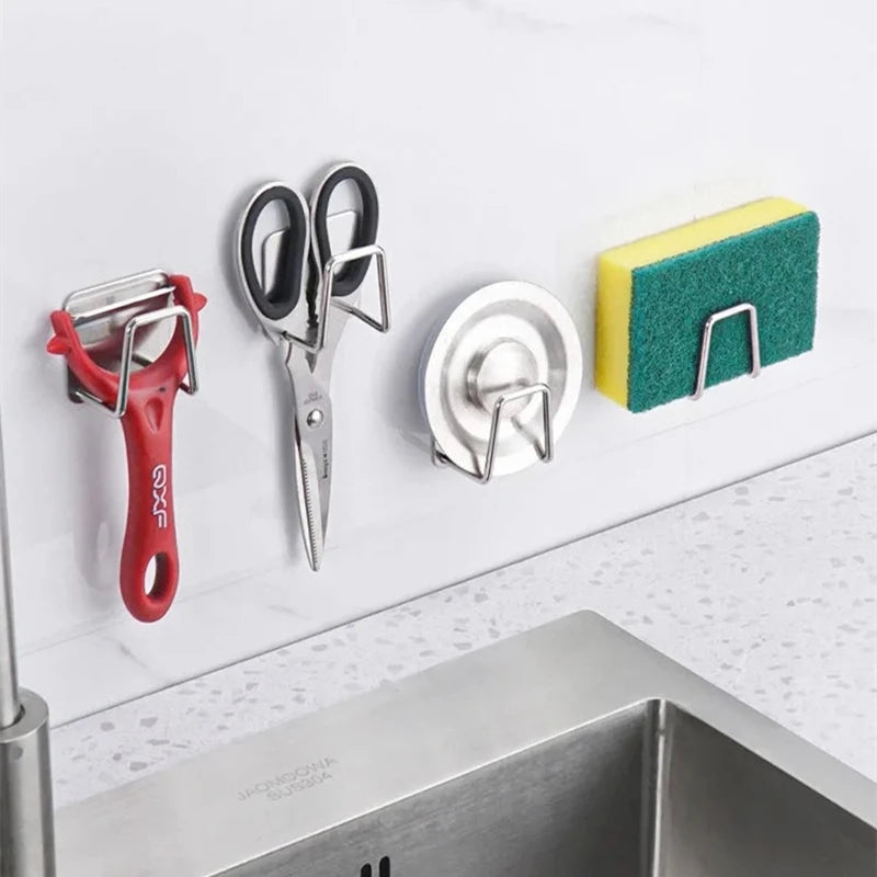 Soporte adhesivo multifuncional de acero inoxidableAccesorios para fregadero