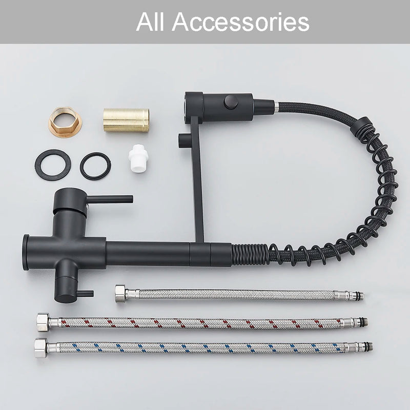 Grifo de cocina negro mate con filtro y doble manijaGrifosHardware > Plumbing > Plumbing Fixtures > Faucets > Kitchen Sink Faucets