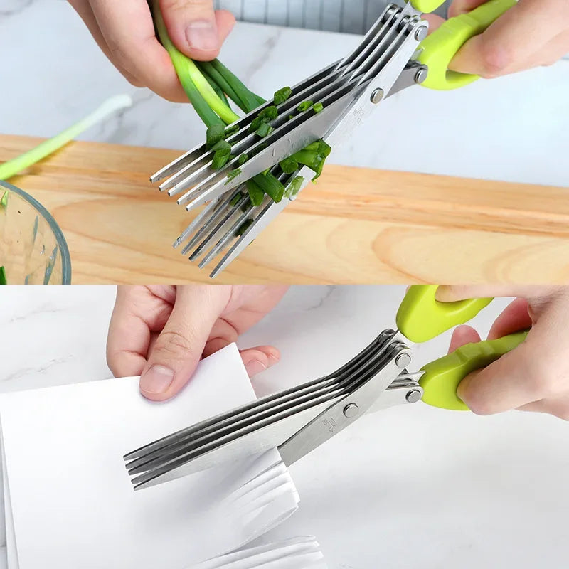 Tijeras de cocina multifuncionales de 5 hojas | Cortador de hierbas y cebollino en acero inoxidableTijerasHome & Garden > Kitchen & Dining > Kitchen Tools & Utensils > Kitchen Shears