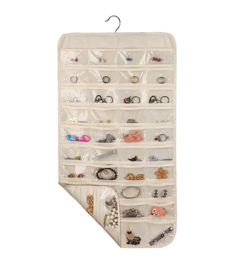 Bolsa de almacenamiento colgante para accesorios diversos de doble cara, 80 rejillas