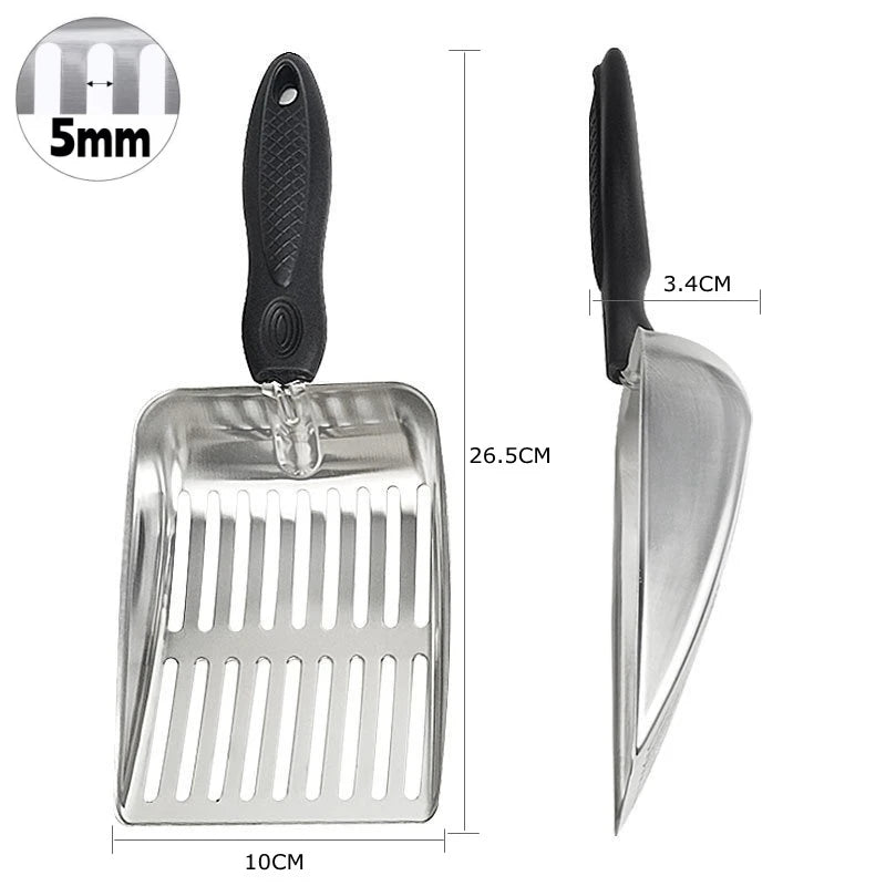 Pala de acero inoxidable para arena de gato con mango de gomaAccesoriosAnimals & Pet Supplies > Pet Supplies > Pet Waste Disposal Systems & Tools