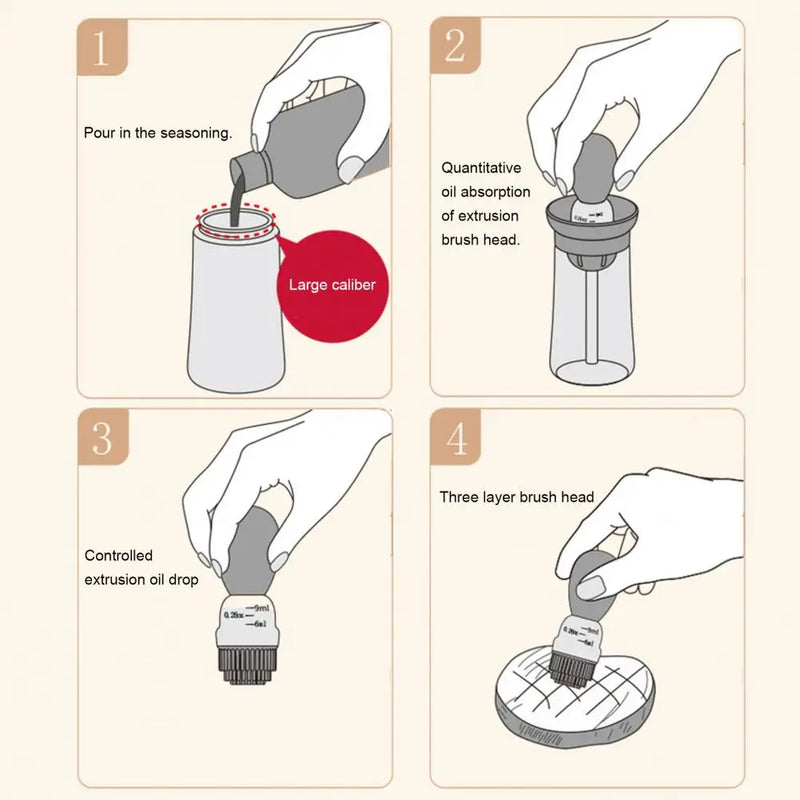 Botella de aceite con cepillo de silicona para cocinaAceiteras