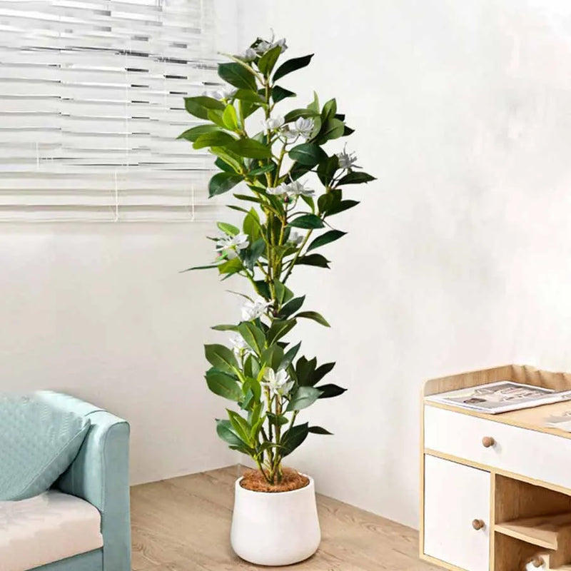 Ficus artificial tropical con flores blancas y rosas | 80/120 cm decoración hogar y jardín sin macetaPlantas artificialesHome & Garden > Decor > Artificial Flora > Artificial Flowering Plants