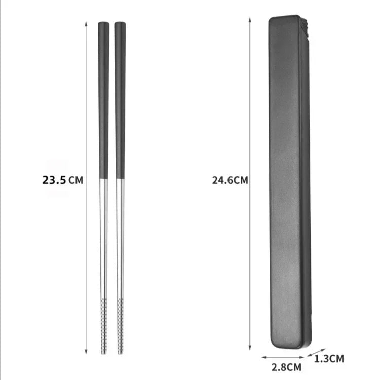 Palillos portátiles de acero inoxidable con estuche de almacenamientoCubiertos
