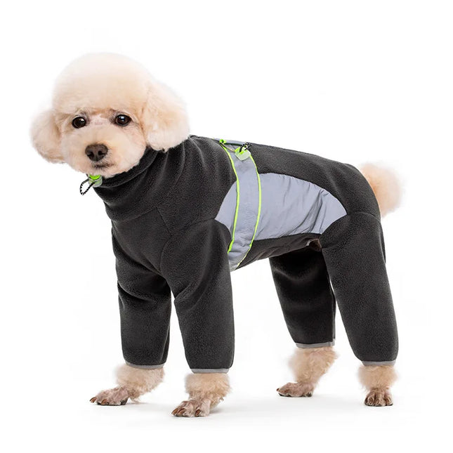 Reflective winter fleece pajamas for dogs