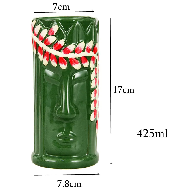 Jarras y vasos tiki de cerámica con inspiración hawaiana de 300 a 700 ml