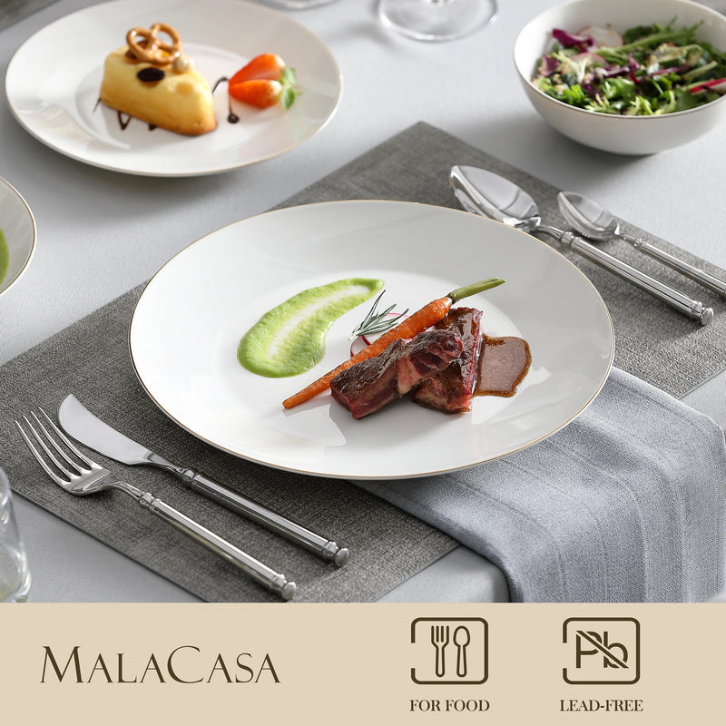 Vajilla de porcelana blanca nórdica 16/32 piezas | plato llano, postre, hondo y cuenco (4/8 comensales)Vajillas completasHome & Garden > Kitchen & Dining > Tableware > Dinnerware > Dinnerware Sets