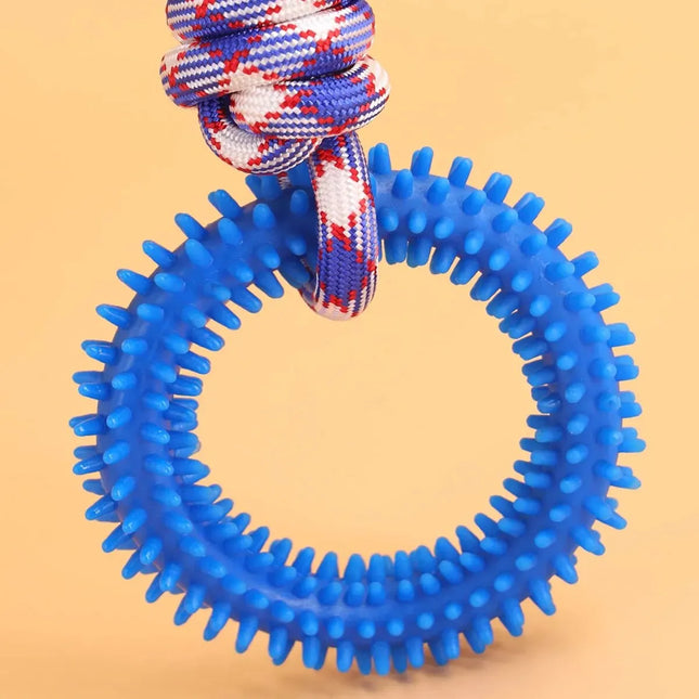 Rope toy with teething ring