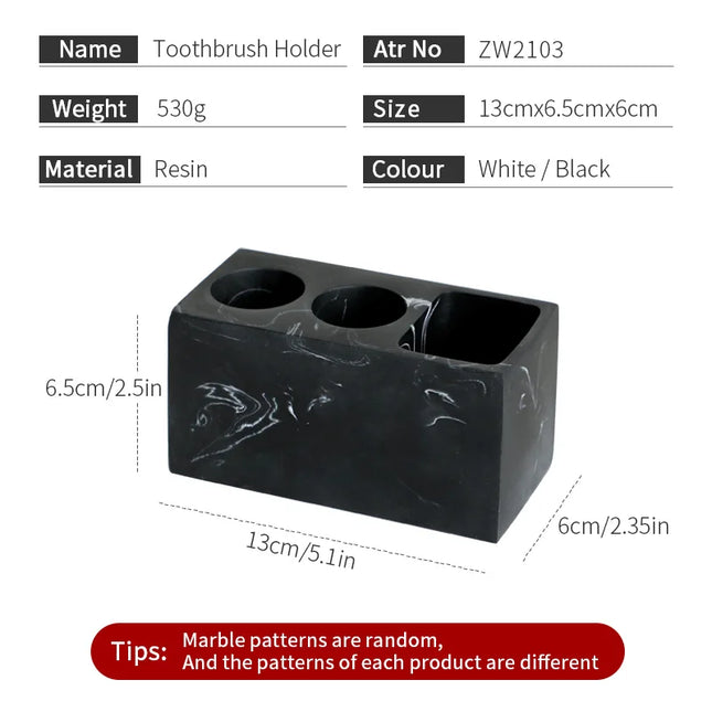 Portacepillos de dientes de resina efecto mármol | Organizador de baño para cepillos y pasta dental | Disponible en blanco o negroSoportes para cepillos de dientesHome & Garden > Bathroom Accessories > Toothbrush Holders