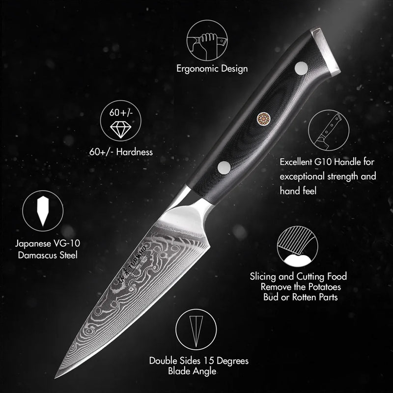 Cuchillo pelador de 3.5" de acero Damasco 67 capas con mango G10CuchillosHome & Garden > Kitchen & Dining > Kitchen Tools & Utensils > Kitchen Knives