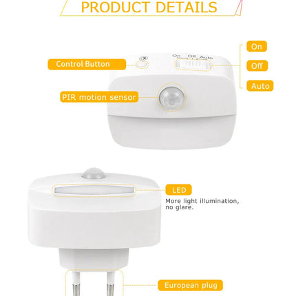 LED night light with motion sensor and 220V EU plug