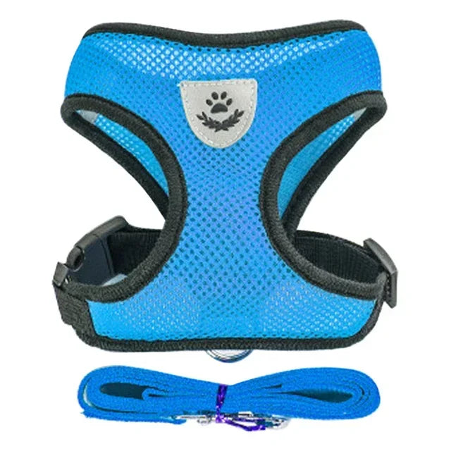 Adjustable mesh pet harness leash