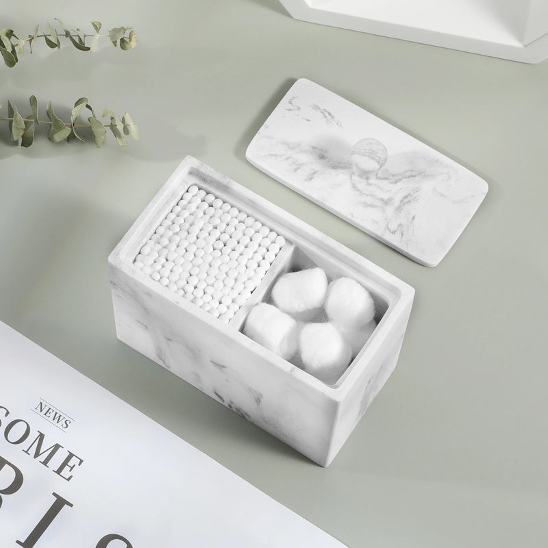 Soporte de hisopos de algodón de resina con tapaCajas bastoncillos algodones