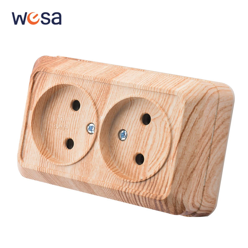 Enchufe de superficie con toma de tierra efecto madera (estándar UE)EnchufesHardware > Power & Electrical Supplies > Power Outlets & Sockets > Wall Outlets