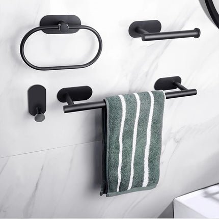 Set negro de soportes adhesivos para baño