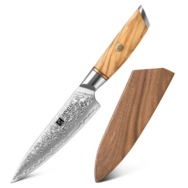 Cuchillo utilitario de 5 pulgadas acero damasco 73 capas mango de olivoCuchillosHome & Garden > Kitchen & Dining > Kitchen Tools & Utensils > Kitchen Knives