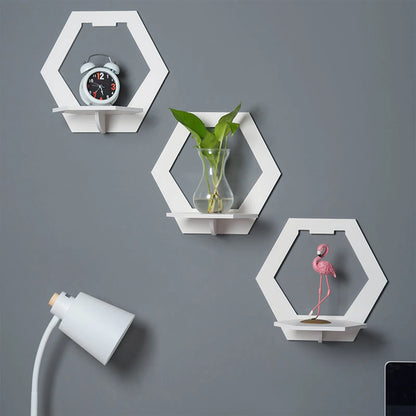 Étagère murale hexagonale 3 pièces