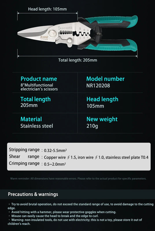 Tijeras multifuncionales de acero inoxidable de 6 y 8 PulgadasTijerasHardware > Tools > Cutters > Handheld Metal Shears & Nibblers