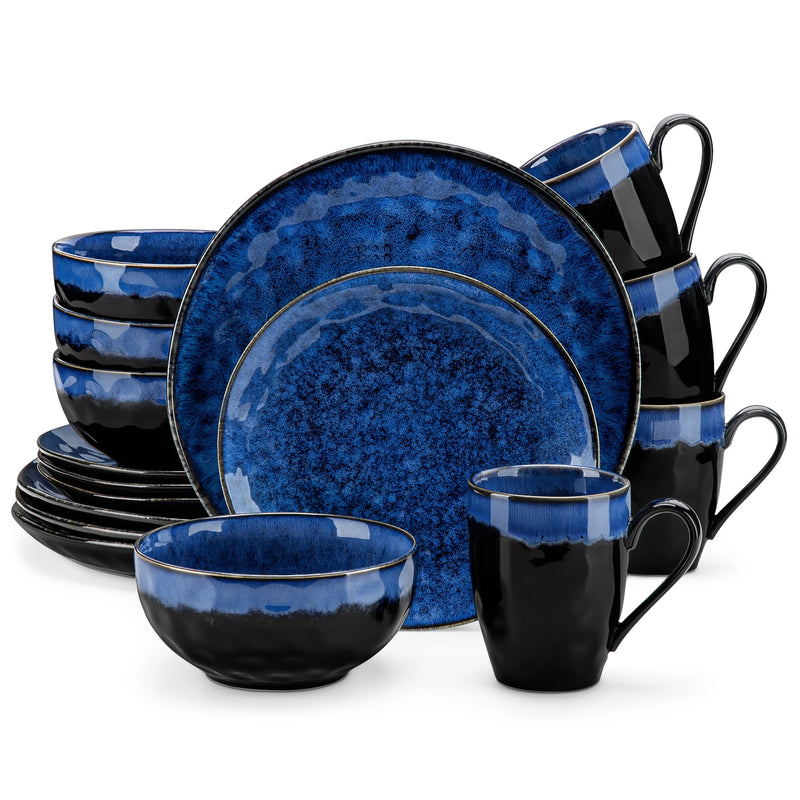 Juego de vajilla 16/32/48 piezas azul estrellado de gres con platos, cuencos y tazasVajillas completasHome & Garden > Kitchen & Dining > Tableware > Dinnerware > Dinnerware Sets