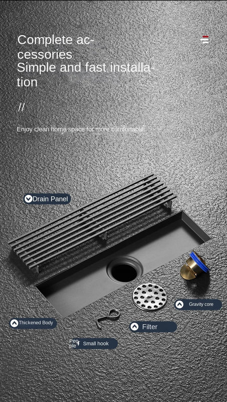 Desagüe de suelo rectangular de acero inoxidable color grisDesagües