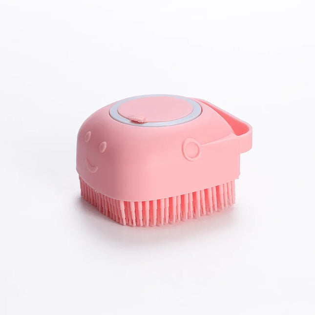 Brosse de bain pour animaux de compagnie avec réservoir de savon