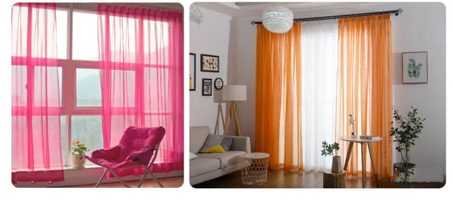 Solid colored transparent curtains