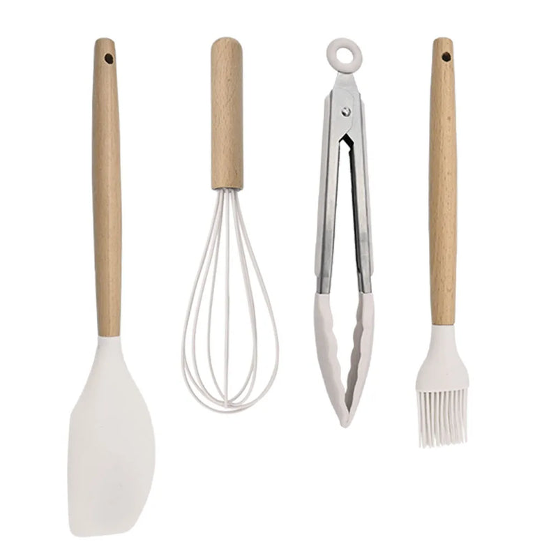 Juego de utensilios para cocina de silicona antiadherentes con mango de maderaUtensilios de cocinaHome & Garden > Kitchen & Dining > Kitchen Tools & Utensils > Kitchen Utensil Sets