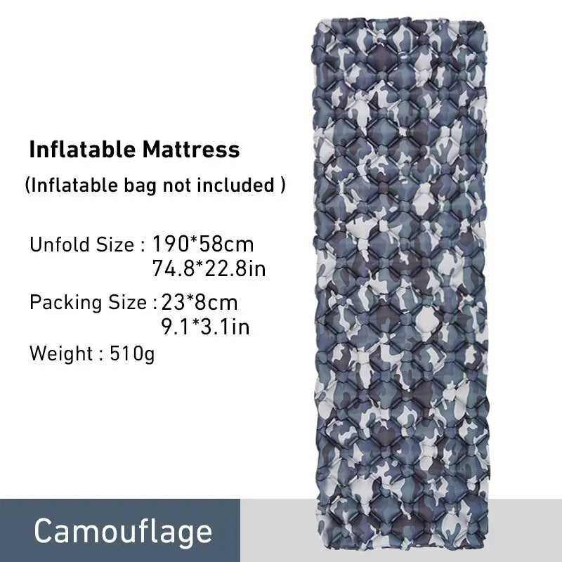 Colchoneta de camping inflable ultraligera | 40d nylon tpu, 190 × 58 cm, 550 gColchonesSporting Goods > Outdoor Recreation > Camping & Hiking > Sleeping Pads