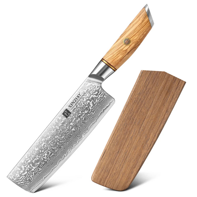 Cuchillo Nakiri de 7 pulgadas | Acero Damasco 73 capas, 62-64 HRC y mango de madera de olivaCuchillosHome & Garden > Kitchen & Dining > Kitchen Tools & Utensils > Kitchen Knives