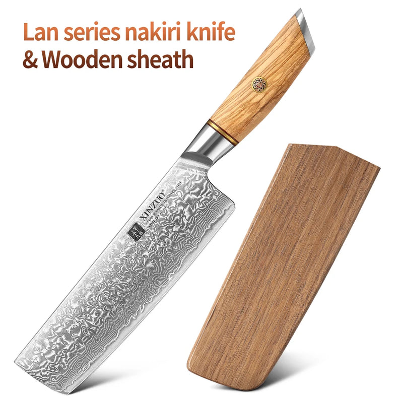 Cuchillo Nakiri de 7 pulgadas | Acero Damasco 73 capas, 62-64 HRC y mango de madera de olivaCuchillosHome & Garden > Kitchen & Dining > Kitchen Tools & Utensils > Kitchen Knives