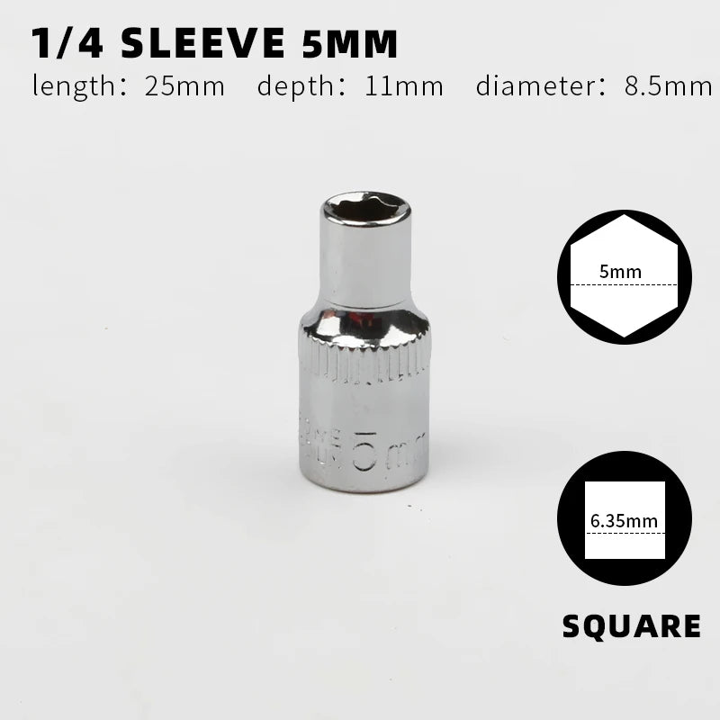 Juego de vasos para llave de impacto de 1/4" con 12 Puntas de 4 a 14mmLlaves de vasoHardware > Tool Accessories > Tool Sockets