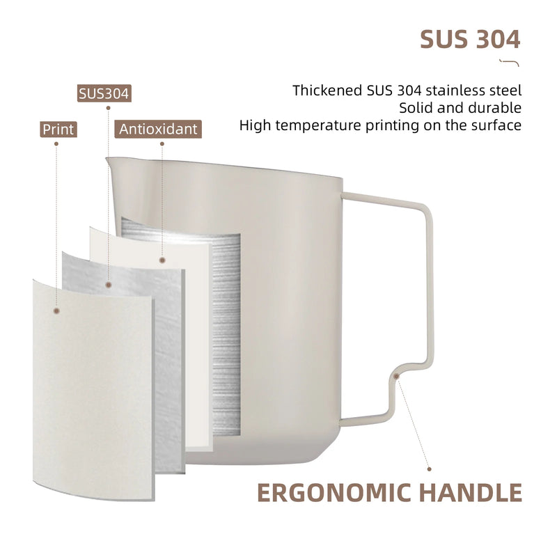 Jarra para espumar leche – 350 ml / 450 ml / 520 mlJarrasHome & Garden > Kitchen & Dining > Kitchen Appliance Accessories > Coffee Maker & Espresso Machine Accessories > Frothing Pitchers