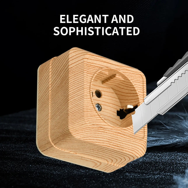 Enchufe de superficie con toma de tierra efecto madera (estándar UE 64×64 mm)EnchufesHardware > Power & Electrical Supplies > Power Outlets & Sockets > Wall Outlets