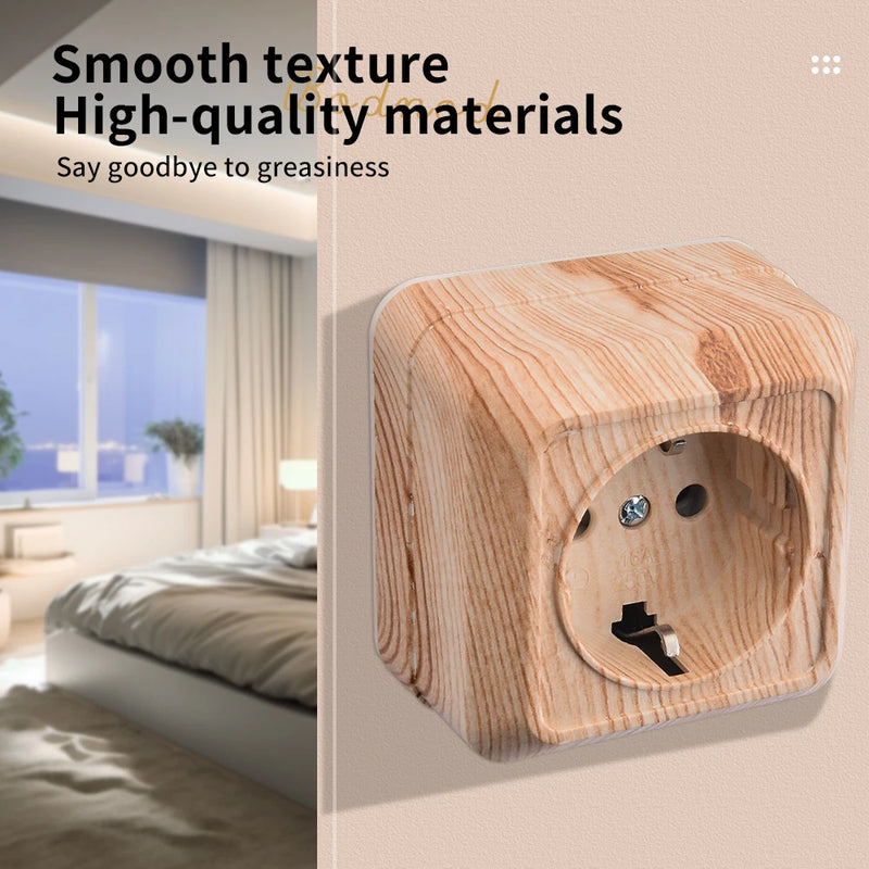 Enchufe de superficie con toma de tierra efecto madera (estándar UE)EnchufesHardware > Power & Electrical Supplies > Power Outlets & Sockets > Wall Outlets